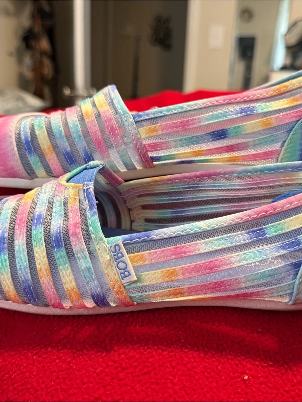 Skechers BOBS Slip-On Flats - Pastel Rainbow Tie-Dye